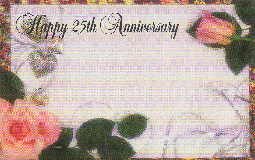 HAPPY 25TH ANNIVERSARY Floral Enclosure Card w/ Roses