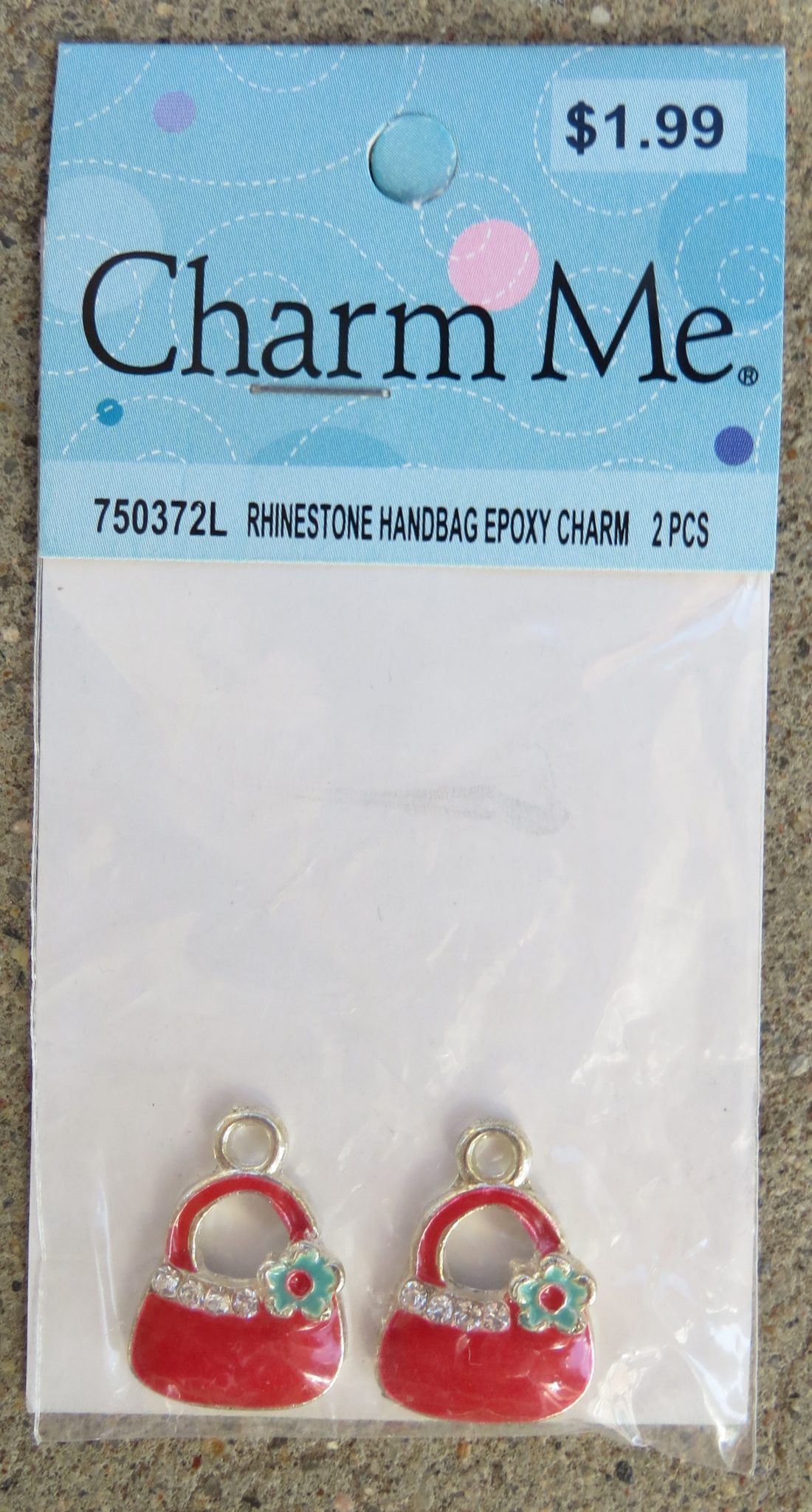 Charm Me 750372L RHINESTONE HANDBAG EPOXY CHARM 2 Pcs