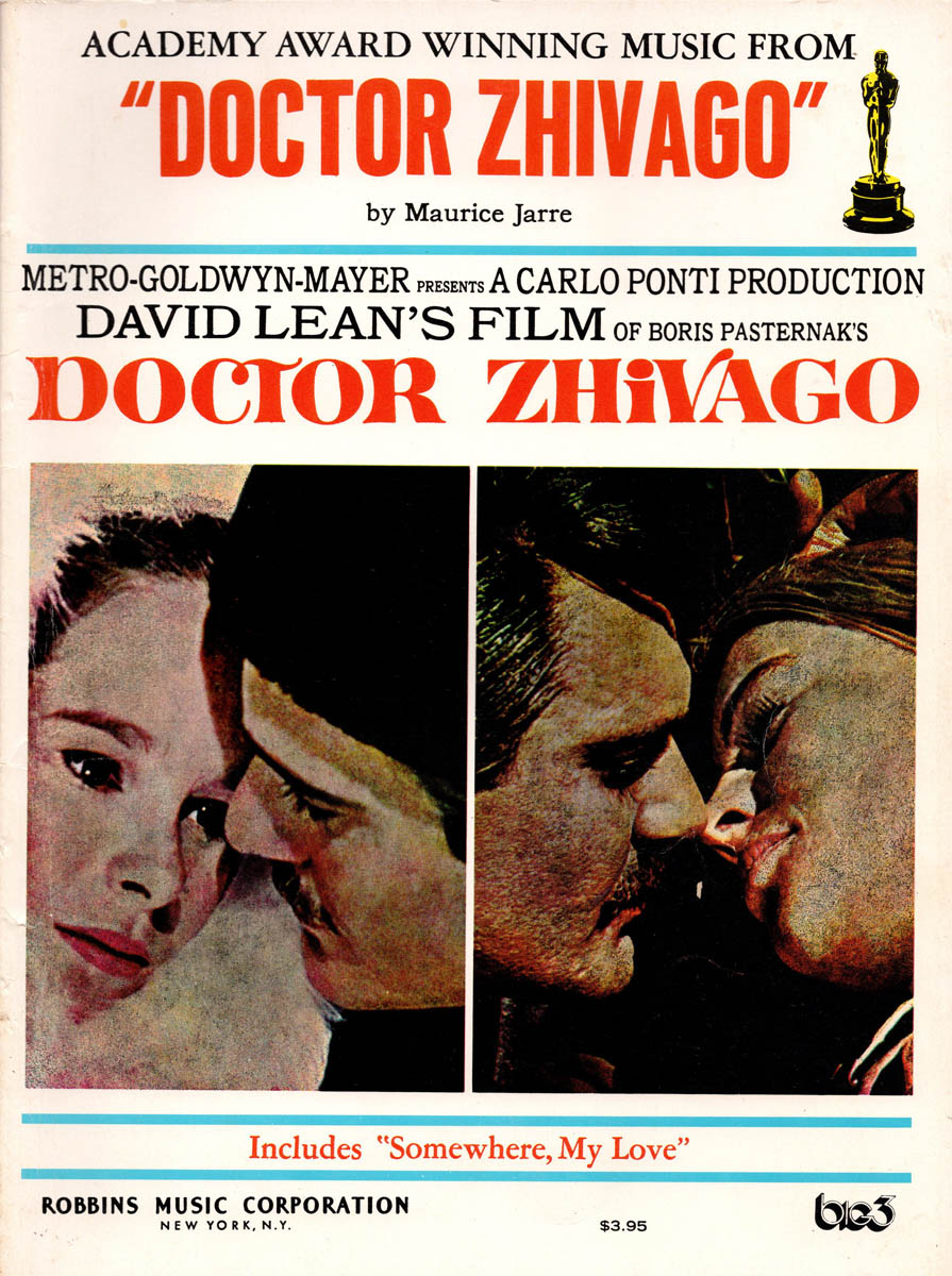 DOCTOR ZHIVAGO Maurice Jarre, Piano Music Book, 1967 PB