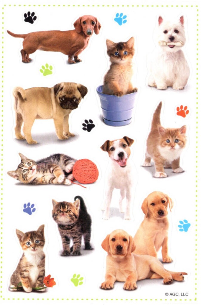 DOG AND CAT STICKERS 35 on 2 Sheets