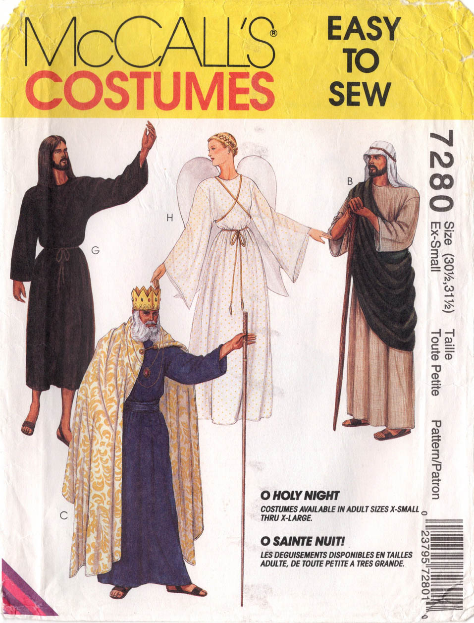 CHRISTMAS NATIVITY PAGEANT COSTUMES McCall’s 7280, Adults XS