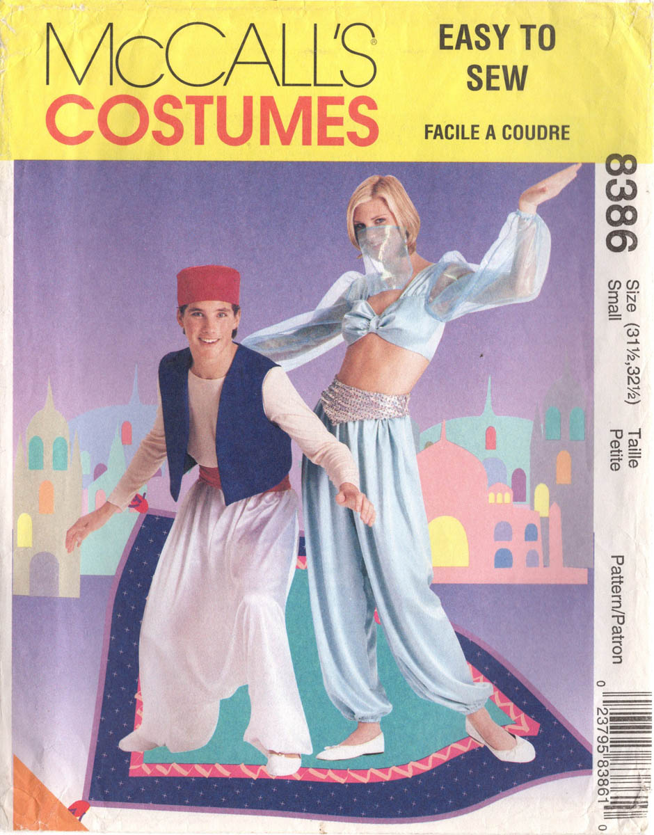 ALADDIN & JASMINE COSTUMES McCall's 8386, Adult S & M