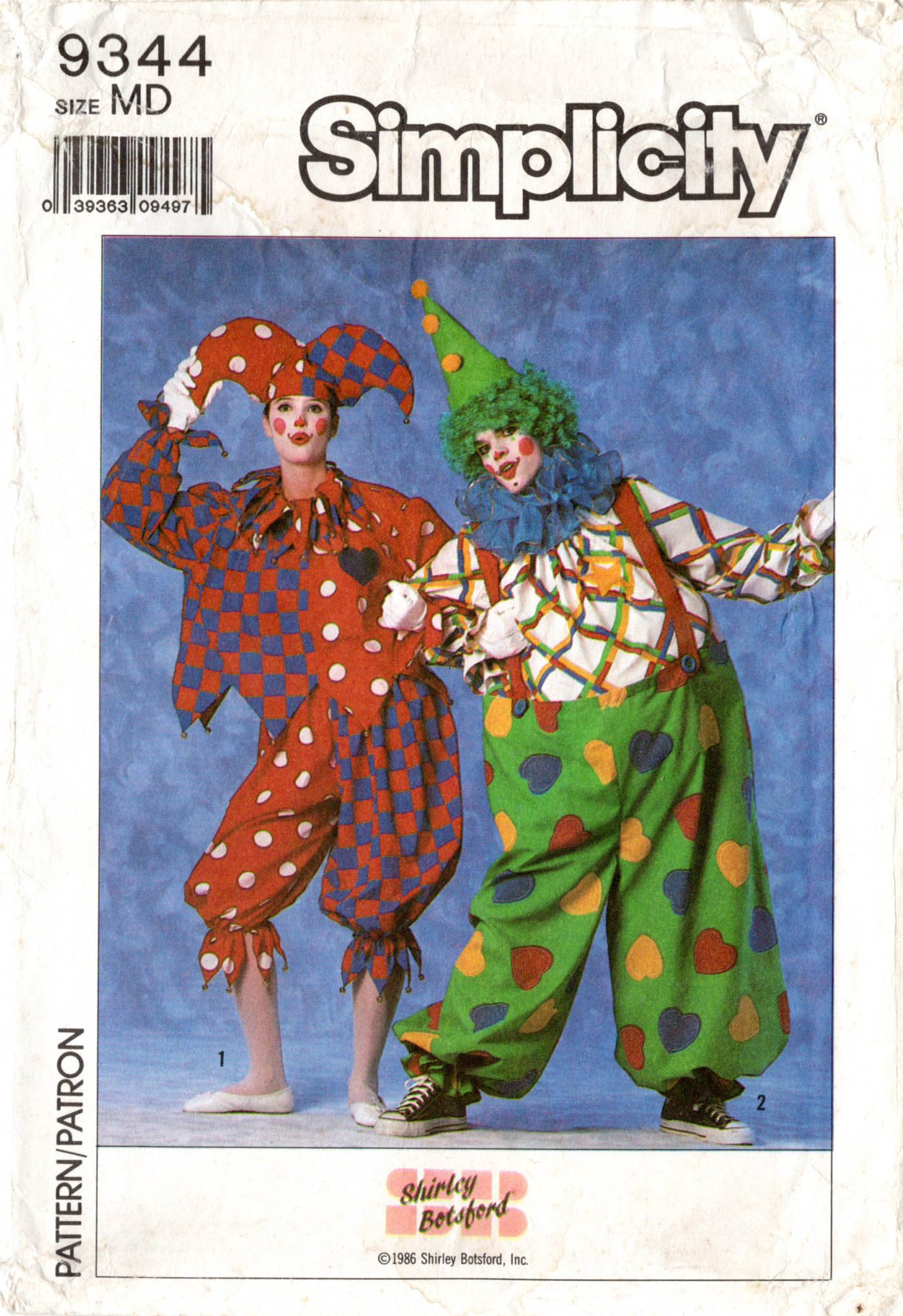 CLOWN & JESTER COSTUMES Simplicity 9344, Adult Medium