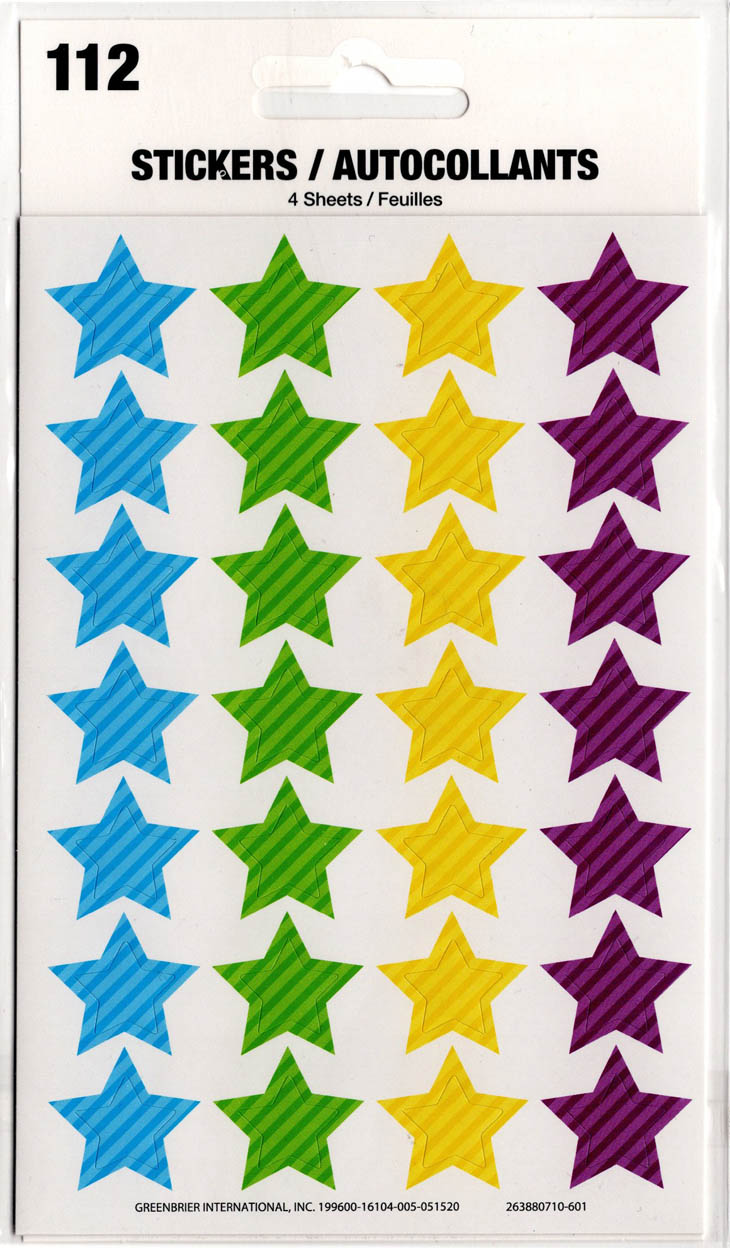 112 STAR STICKERS IN 4 COLORS Greenbrier International