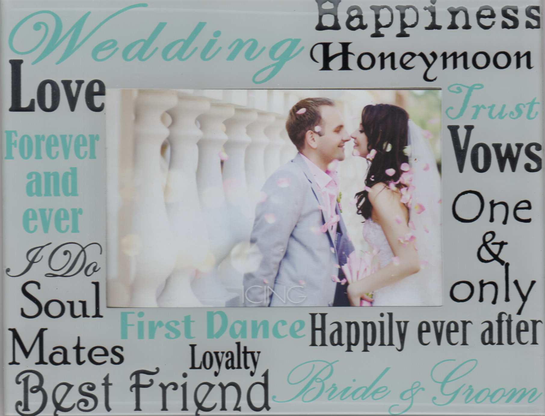 WEDDING PHOTO FRAME Glass Frame for 4x6" Photo