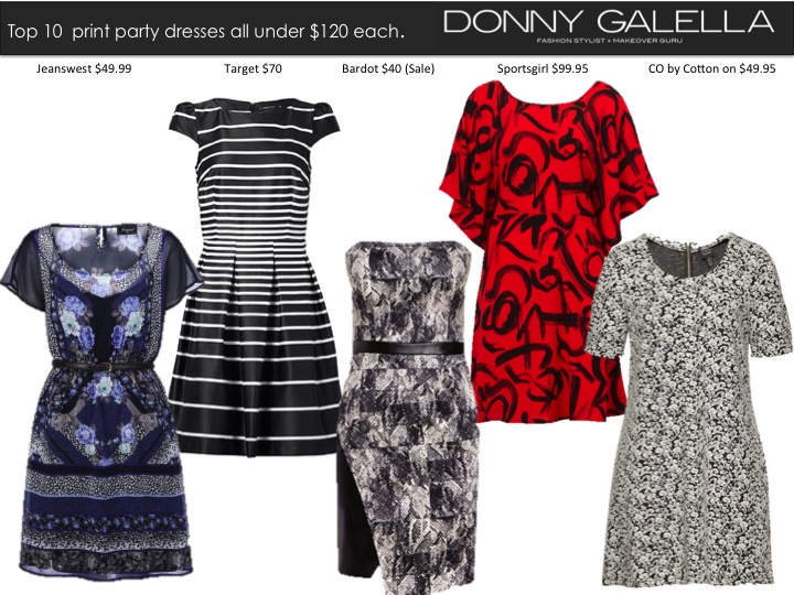 10 print party dresses all priced under 120 Donny Galella