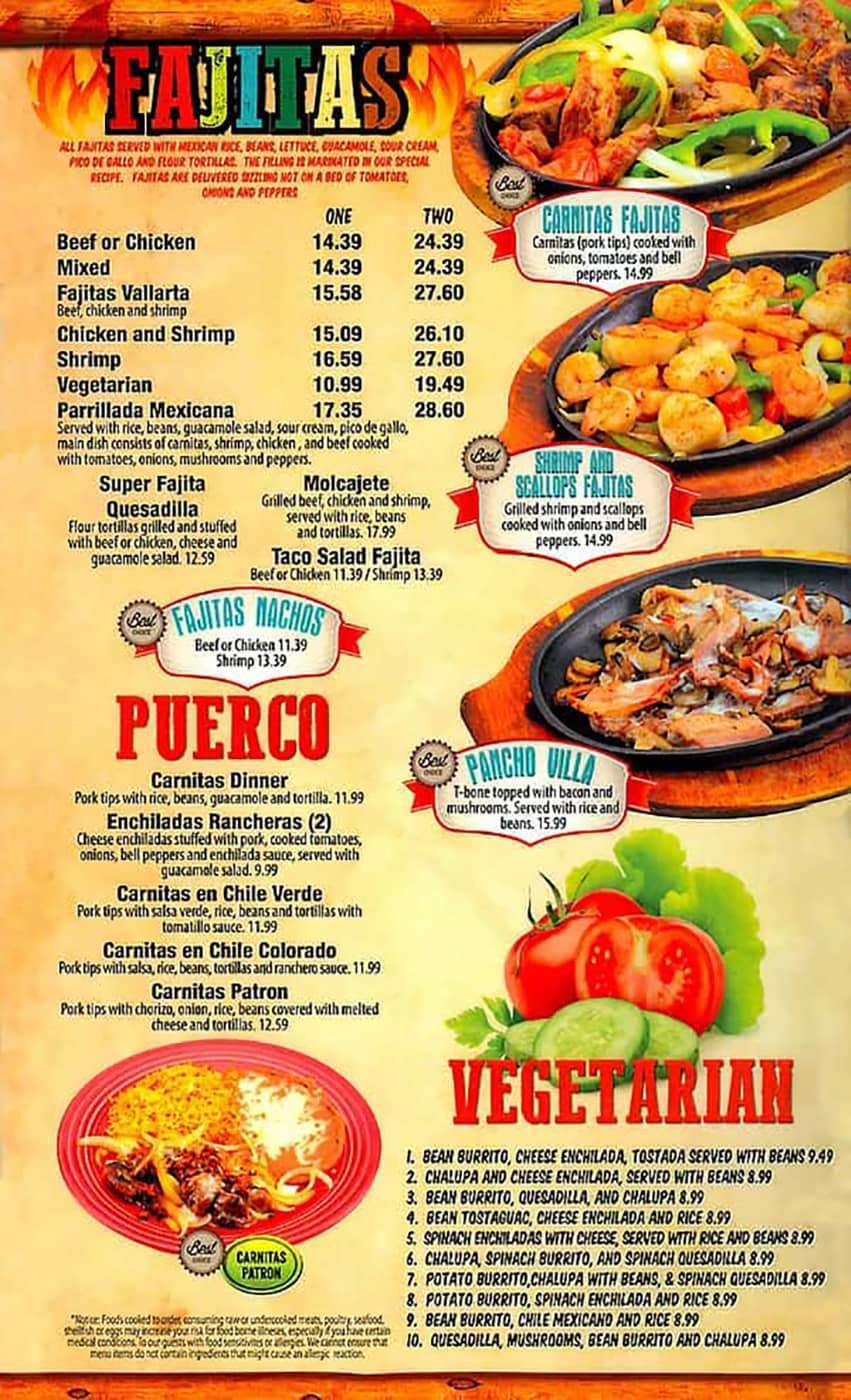 Menu Don Patron Mexican Grill of Hudson