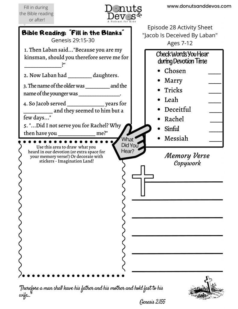 Jacob Is Deceived By Laban Coloring Page/Activity Sheet Ep. 028