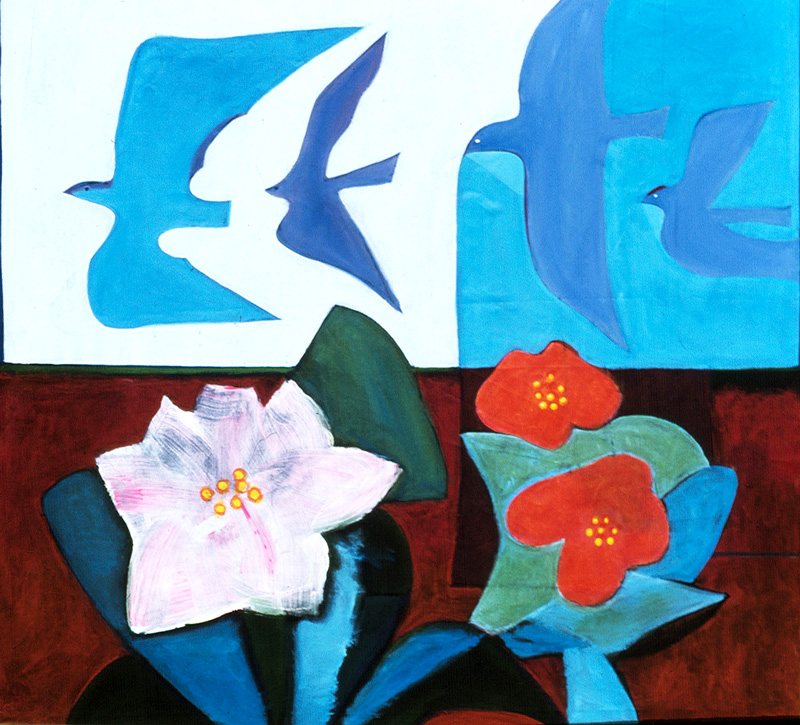 Flight and Flowers stilllifes animal painting acrylic favorite