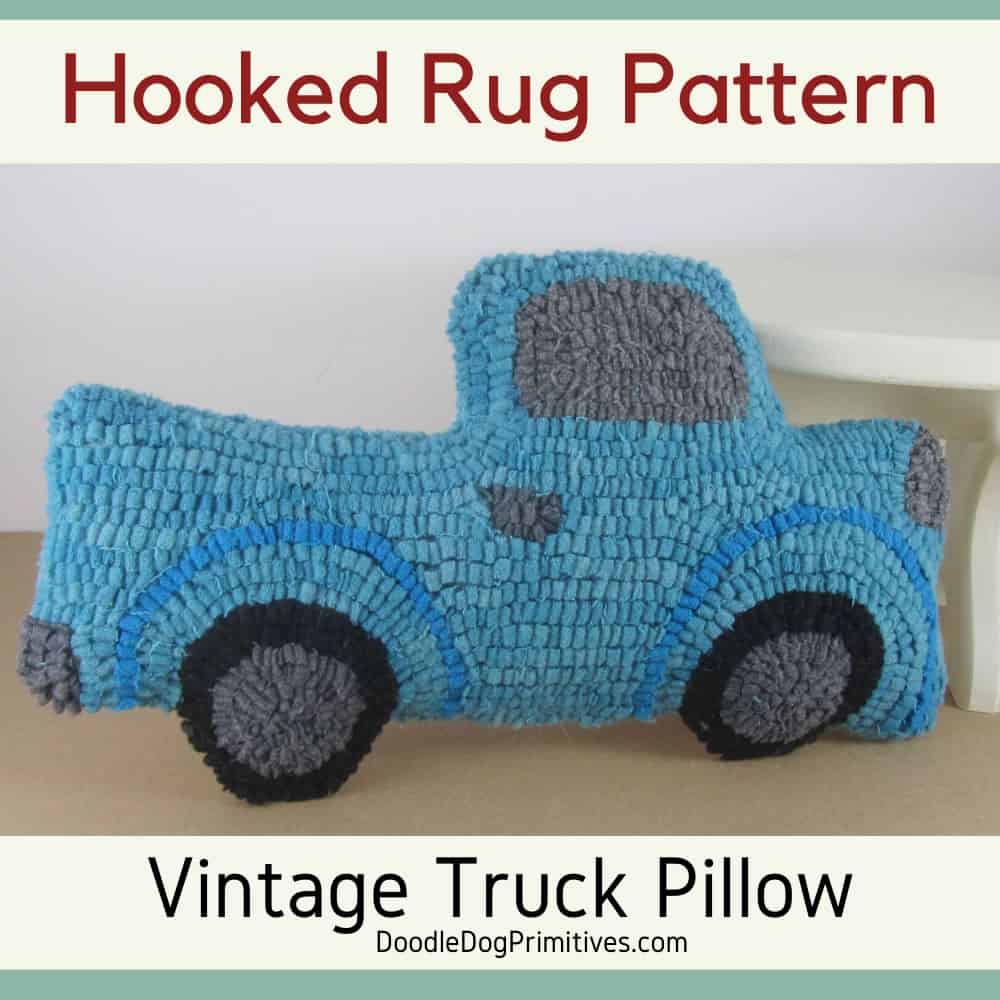 Hooked Rug Vintage Truck Pattern DoodleDog Designs Primitives