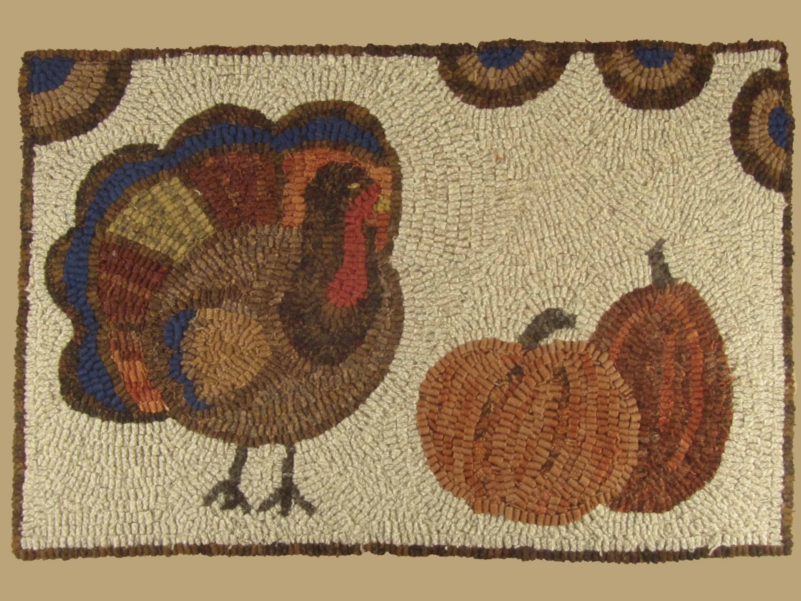 Primitive Turkey Hooked Rug Pattern DoodleDog Designs Primitives