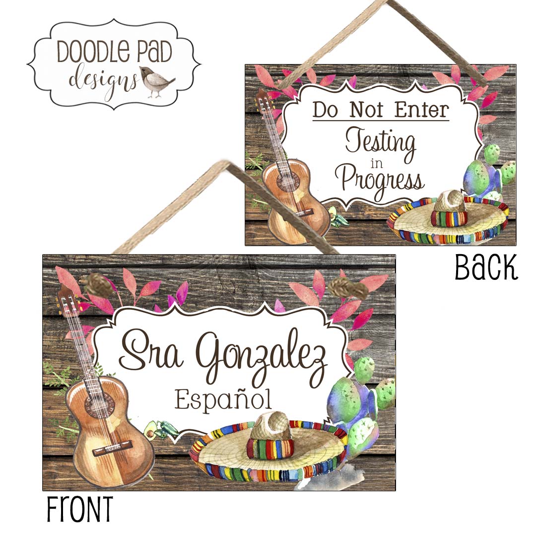 Spanish Class Testing Door Sign