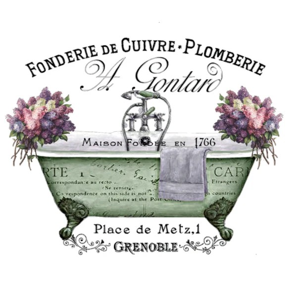 Shabby Chic Bath 1 White Cloud Transfers Rub On Transfer