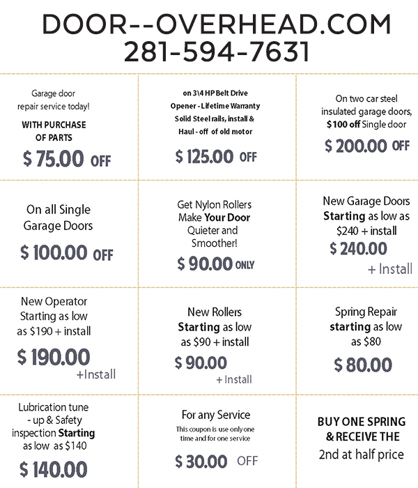 Door Overhead League City TX (Opener) Repair & Install