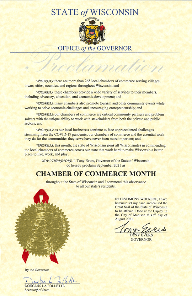 Governor Evers’ Proclamation Recognizing Chamber of Commerce Month