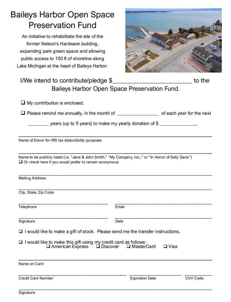 Baileys Harbor to vote on proposal to purchase former Nelson's Hardware