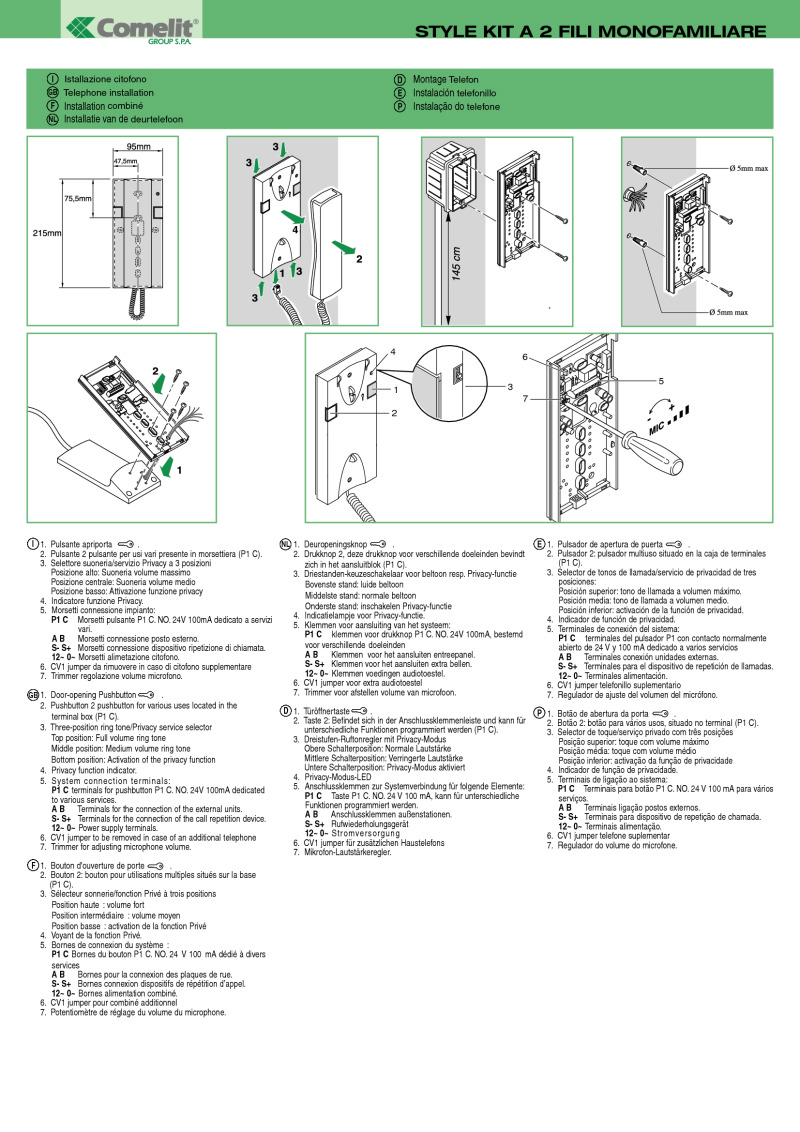 Schema Interphone Comelit 2 Poste