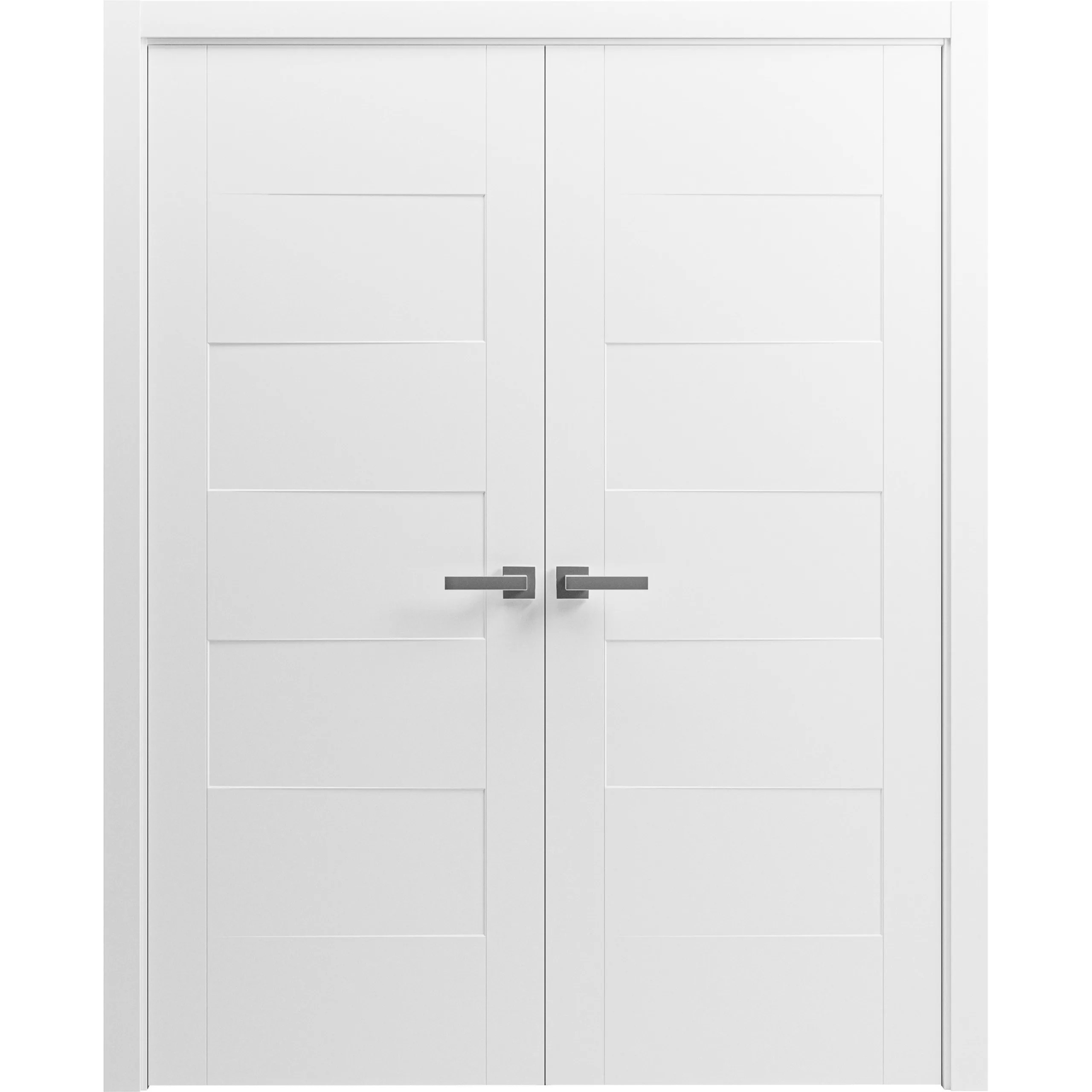 Interior Solid French Double Doors / Mela 0755 Painted White / Wood