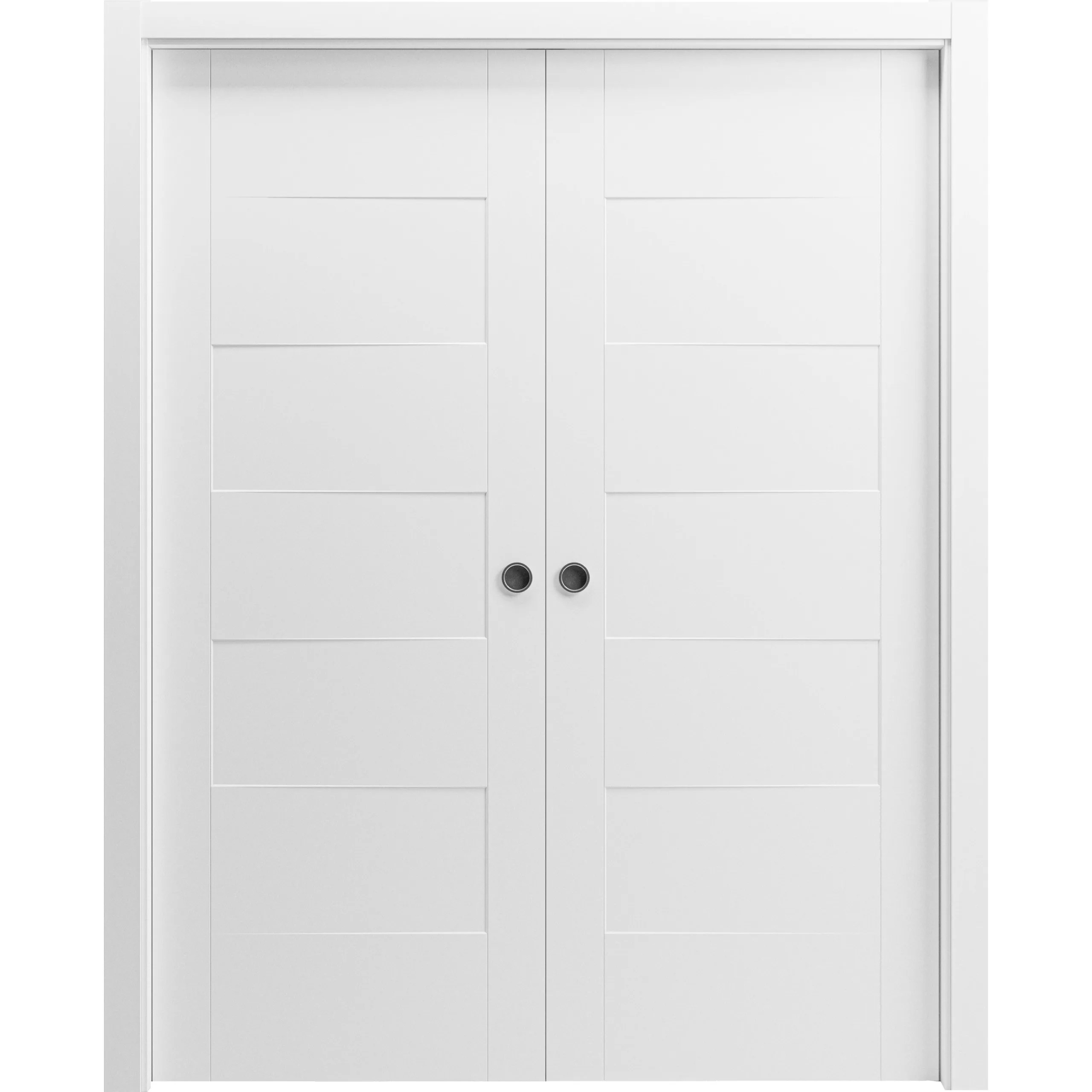 Sliding French Double Pocket Doors / Mela 0755 Painted White / Kit Rail
