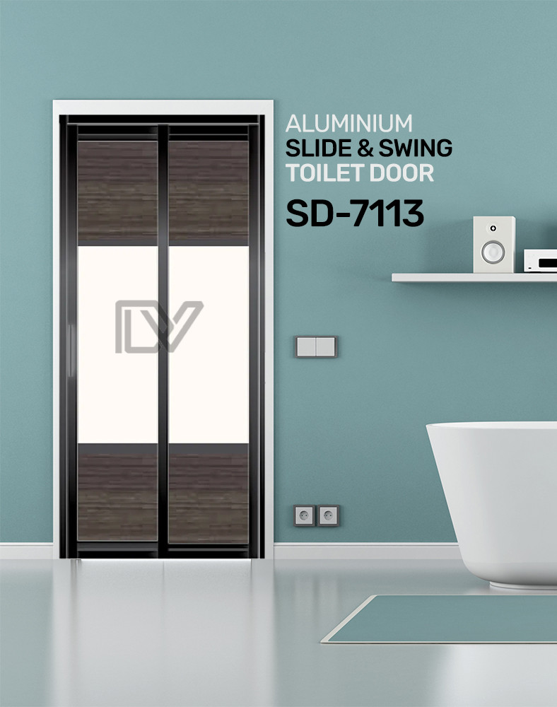 Aluminium Slide and Swing Toilet Door SD7113 Toilet Door Design