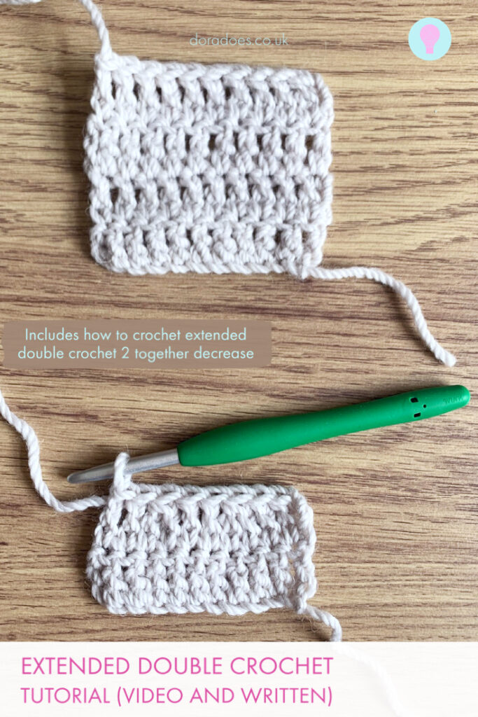 Extended double crochet tutorial (with edc decrease) Dora Does