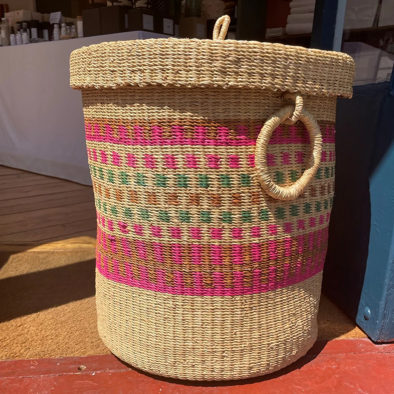 Coloured Linen Basket with Lid Dormitory