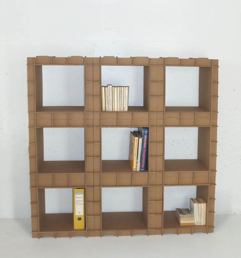 StriCube Modular Bookcase Made of Recycled Cardboard Designs