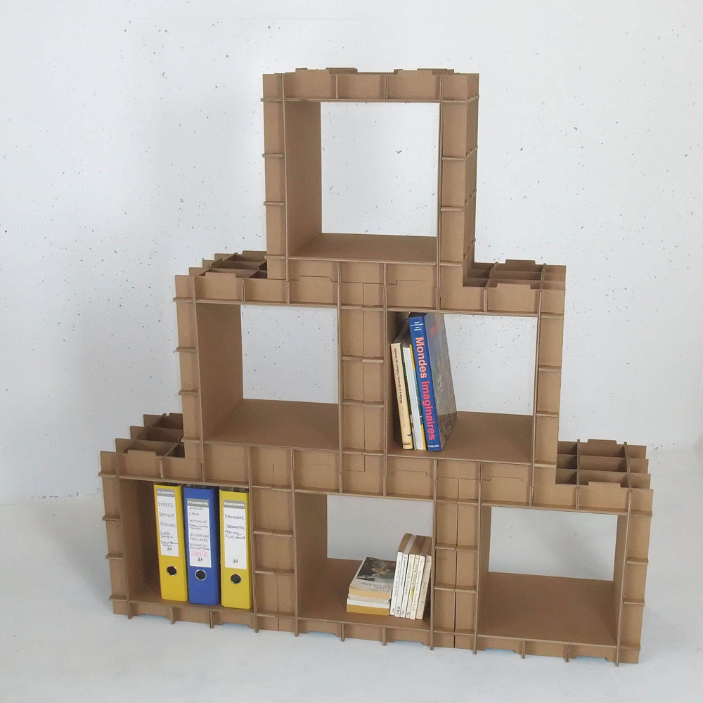 StriCube Modular Bookcase Made of Recycled Cardboard Designs