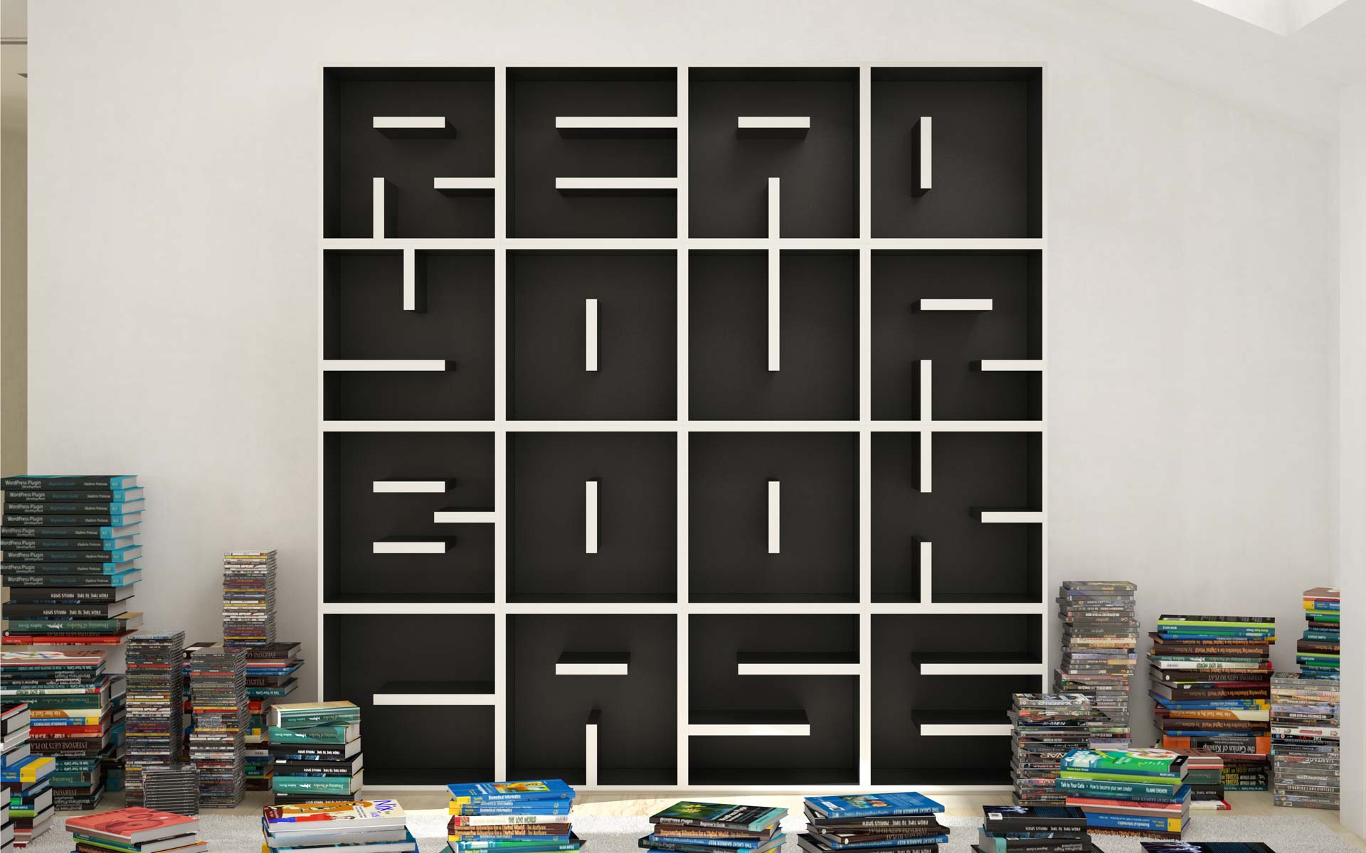 Legible Bookcases Let You Spell Out Anything with Shelving Designs