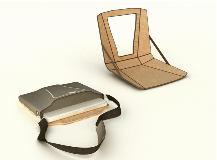 Laptop Bag Turns Into Portable Desk + Chair Designs & Ideas on Dornob
