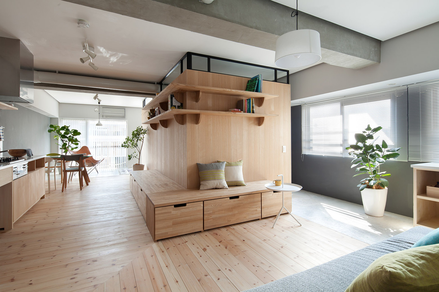 Modular Plywood Partition Makes the Most of a Small Space Designs