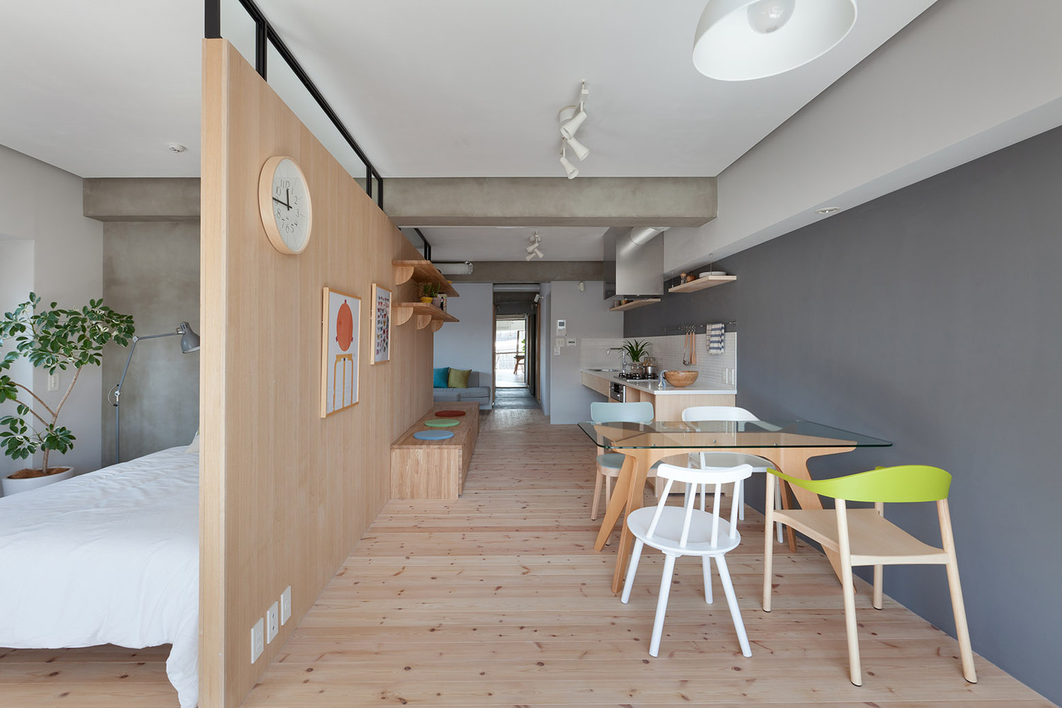 Modular Plywood Partition Makes the Most of a Small Space Designs