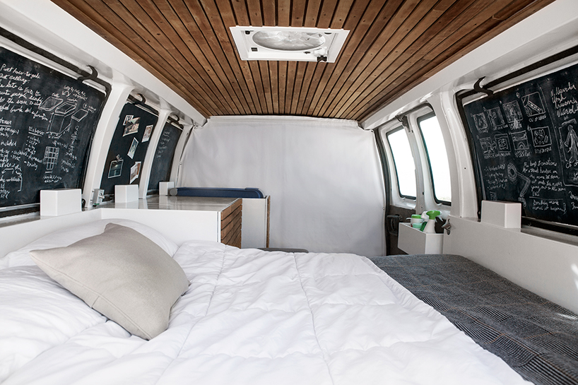 Tiny Mobile Office Cargo Van Converted into Cozy Work Studio Designs
