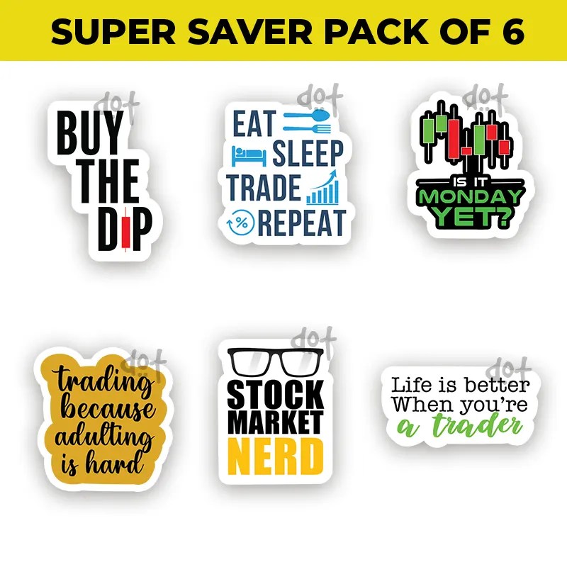 Stock Market Sticker Combo Pack of 6 Stickers Dot Badges