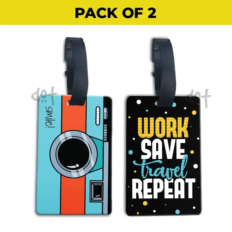 Luggage Tags Combo 1 Bag Tags Pack of 2 for Bags and Travel Dot Badges