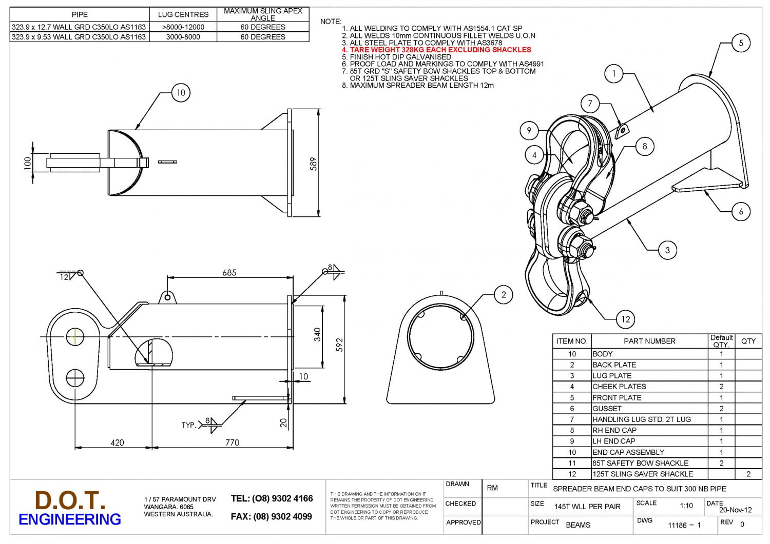 145T WLL/Pair Spreader Beam End Caps » D.O.T. Engineering