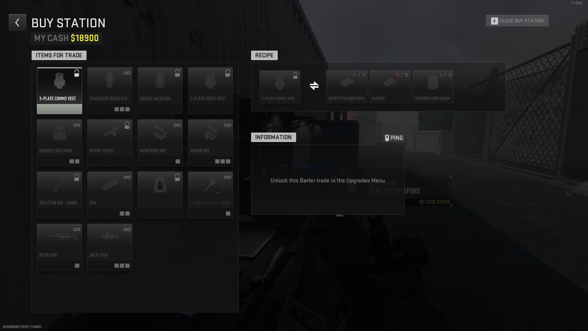 DMZ Ashika Island barter recipes Scavenger backpack, Secured backpack