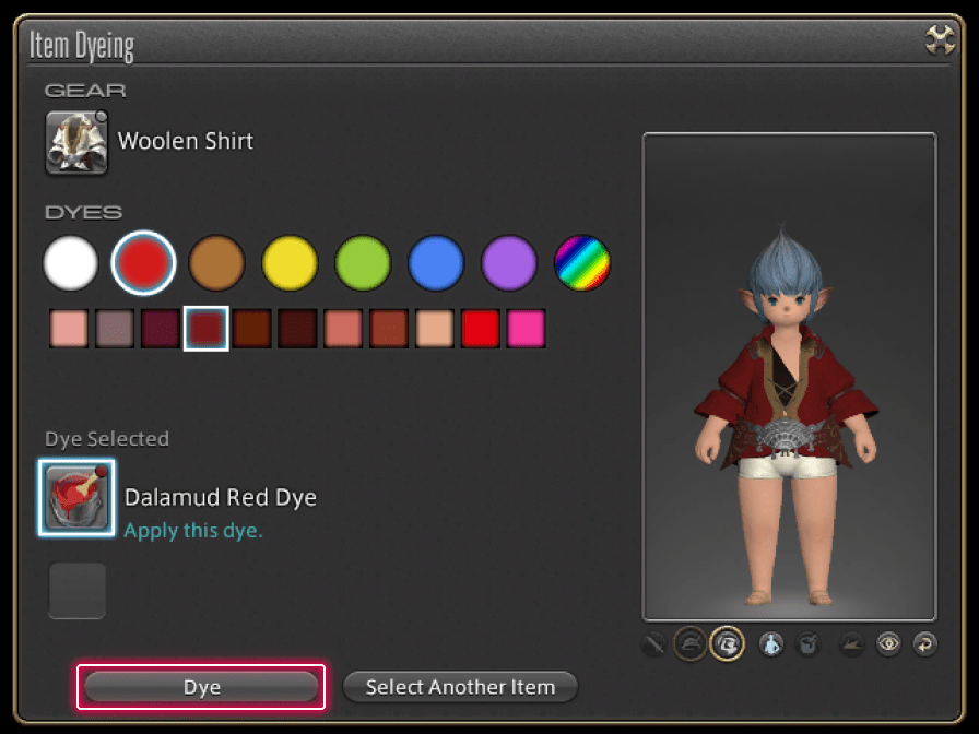 FFXIV How to dye Clothes and Armor