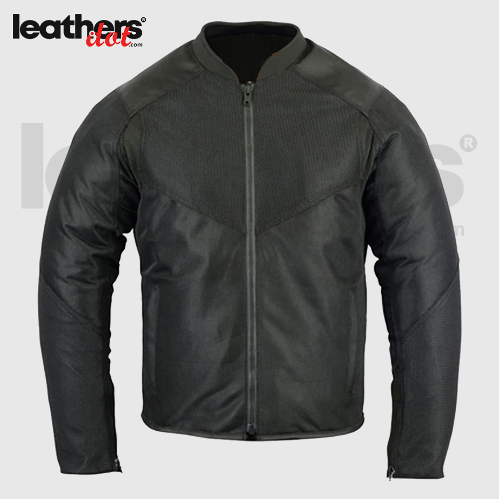 Men's Armored Padded Mesh Motorcycle Riding Jacket Dotleathers