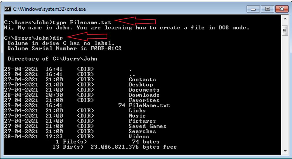 Creating New File and Folder in MSDOS Guide