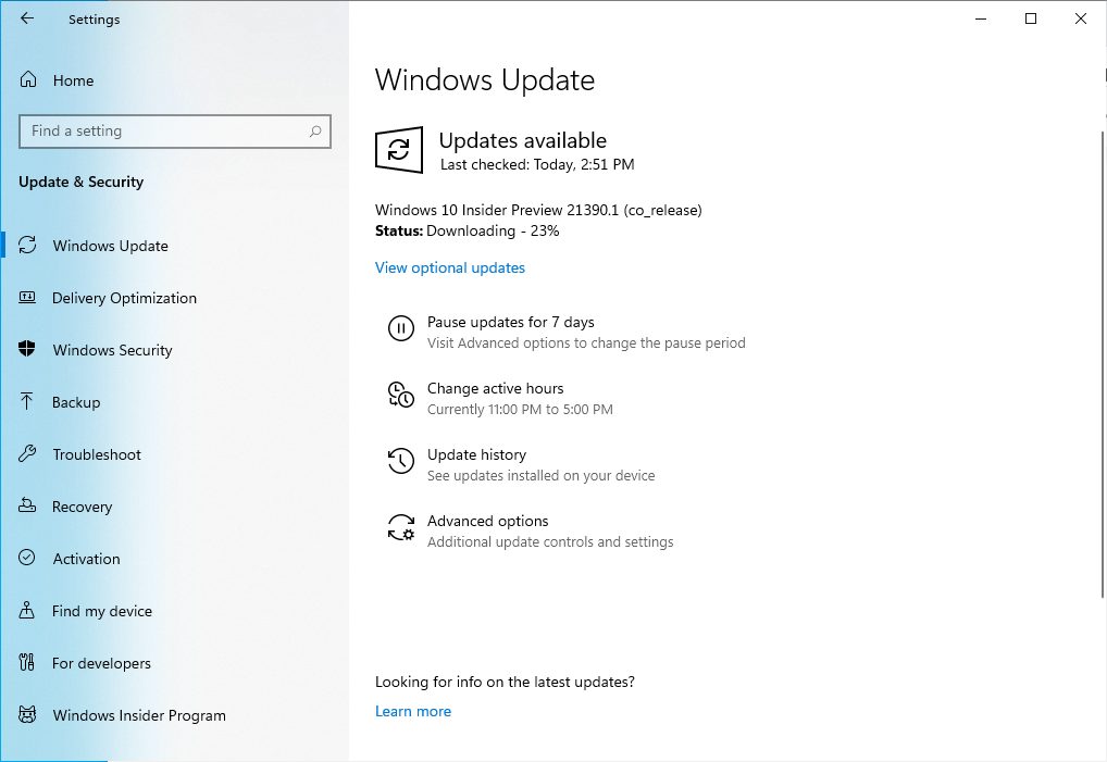 Windows 10 Insider Preview Build 21390 available in Dev Channel