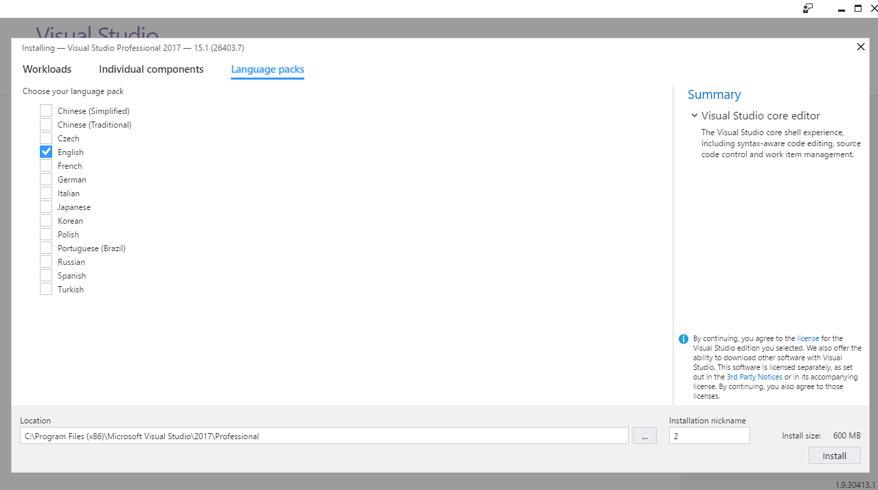 New Installation Experience with Visual Studio 2017