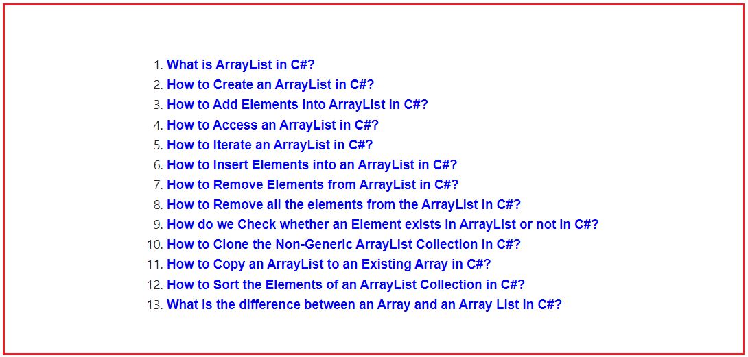 ArrayList in C with Examples Dot Net Tutorials