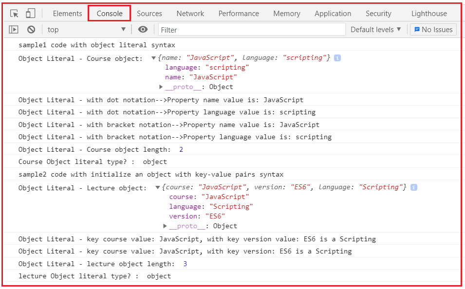 JavaScript object Using object literal Dot Net Tutorials