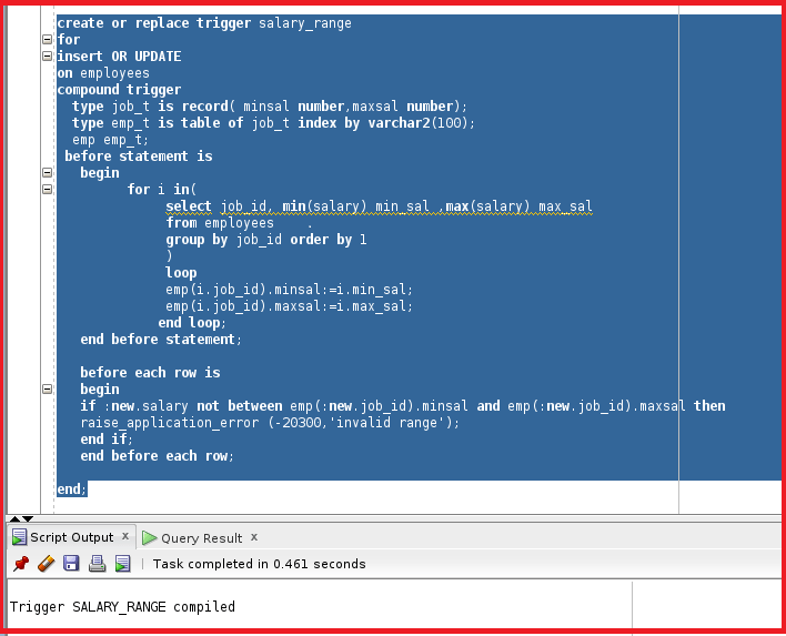 Compound Trigger and Array to Solve Mutating in Oracle