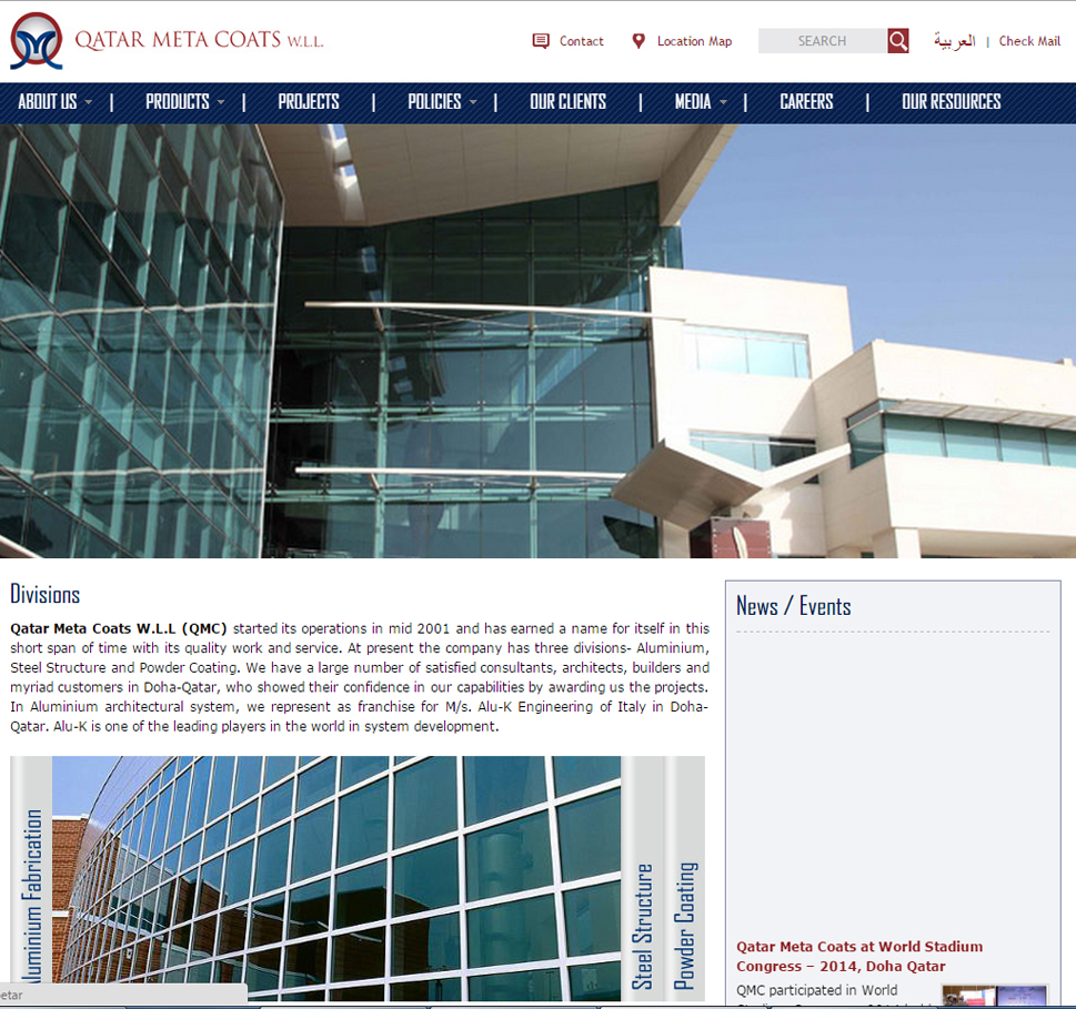 Qatar Meta Coats (QMC) Home website designing Qatar, Qatar website