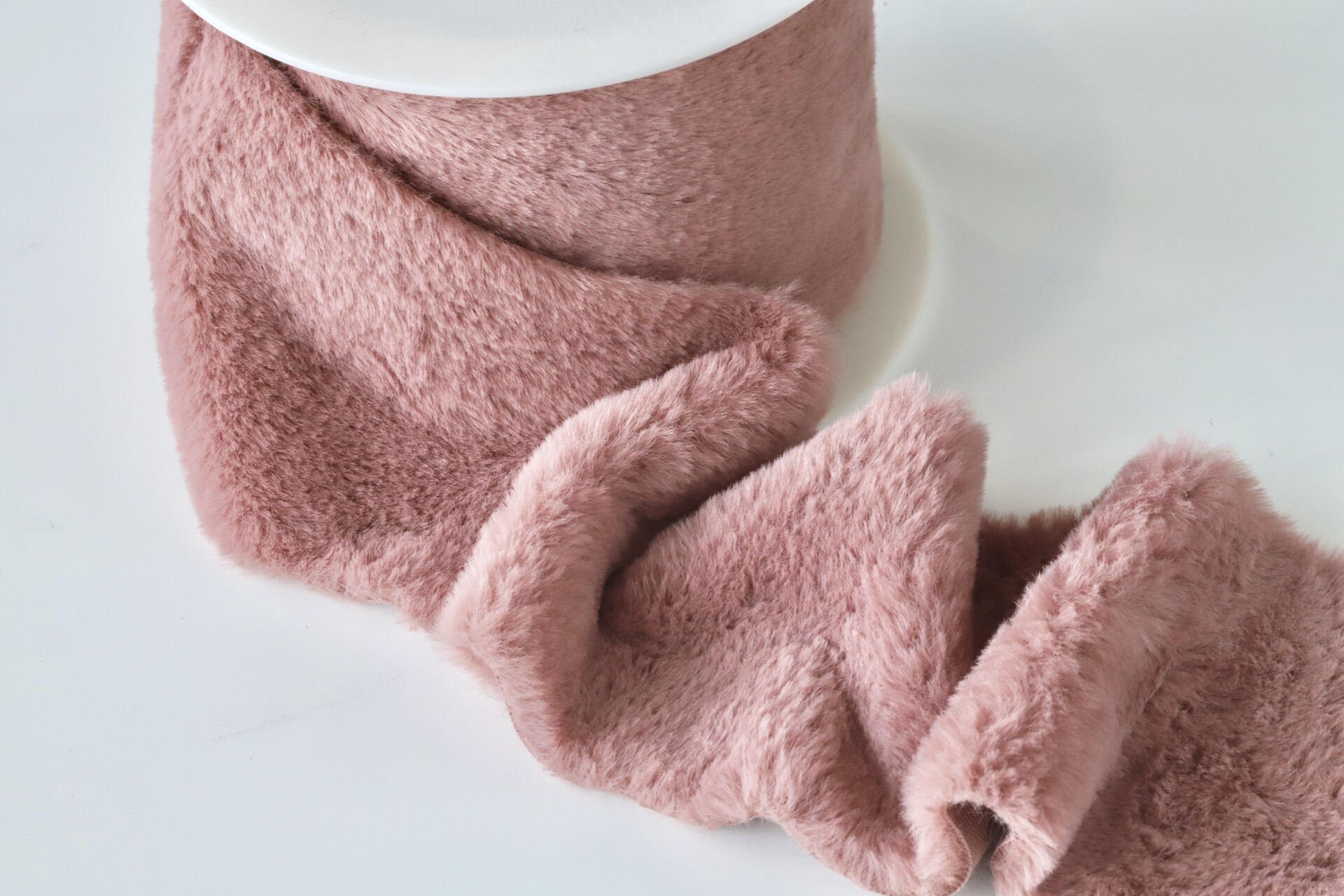 Dusky Pink Luxury Faux Fur Trim 10cm Wide Dot To Dot Studio