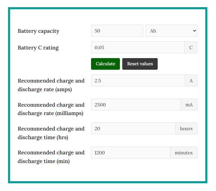 Battery Charge and Discharge Rate Calculator Crating To Amps