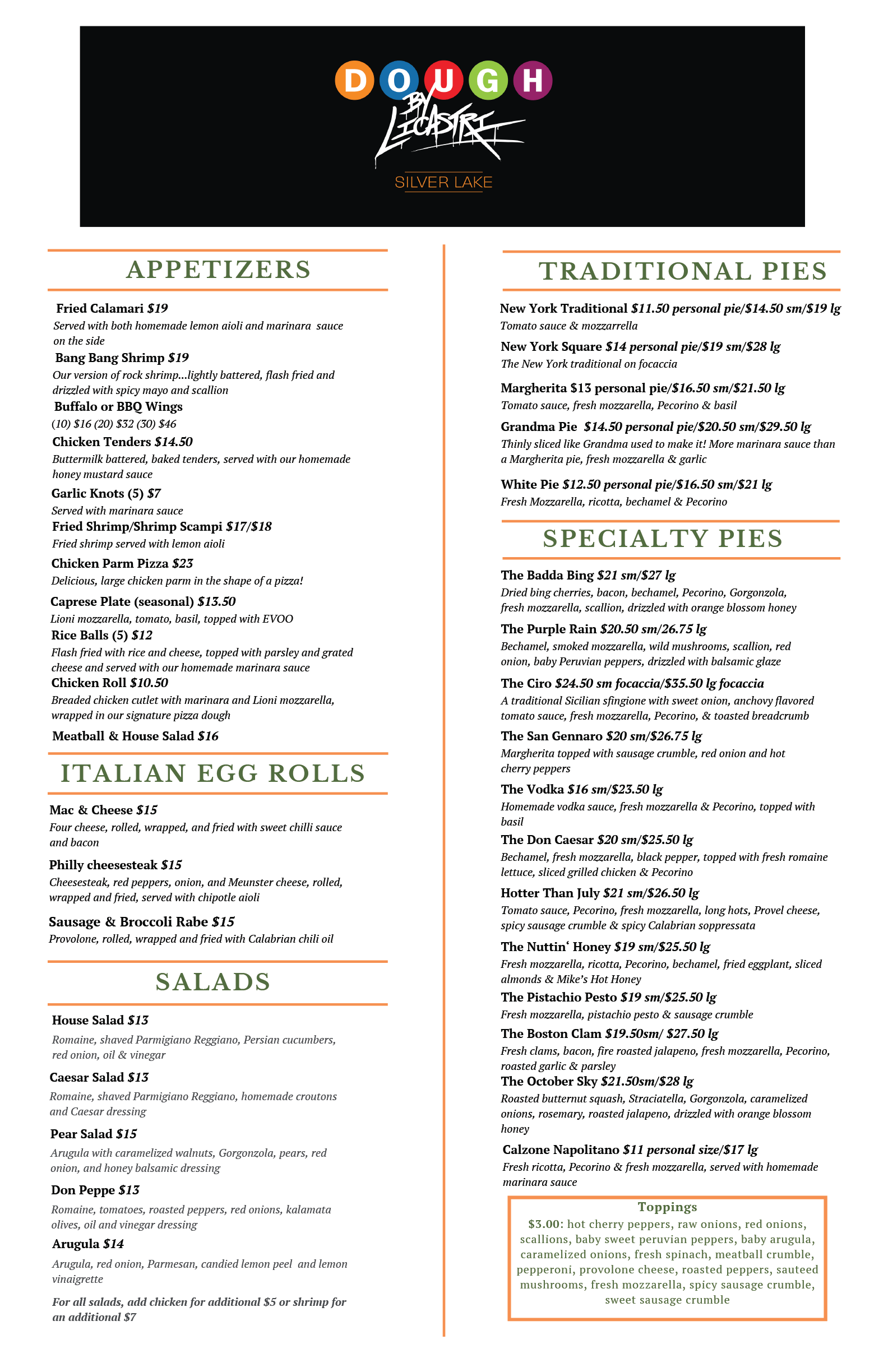 Menu DOUGH by Licastri