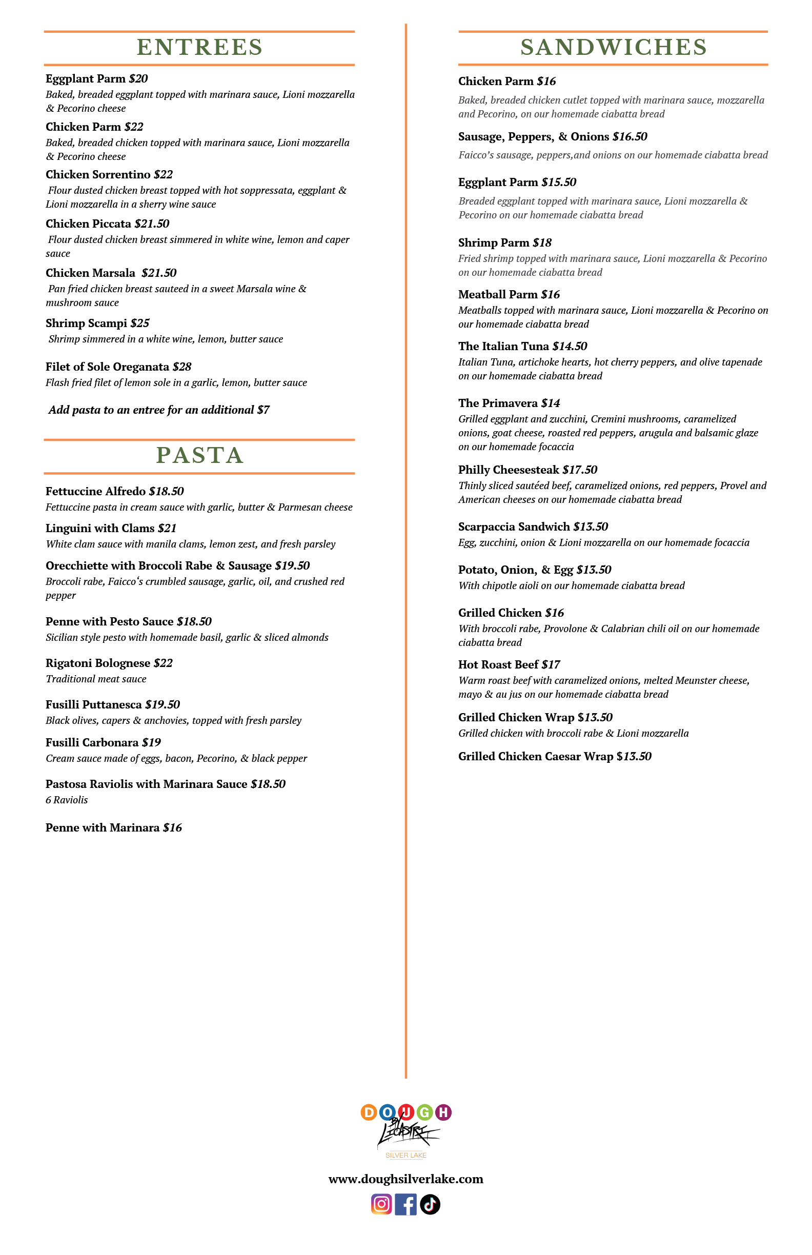 Menu DOUGH by Licastri